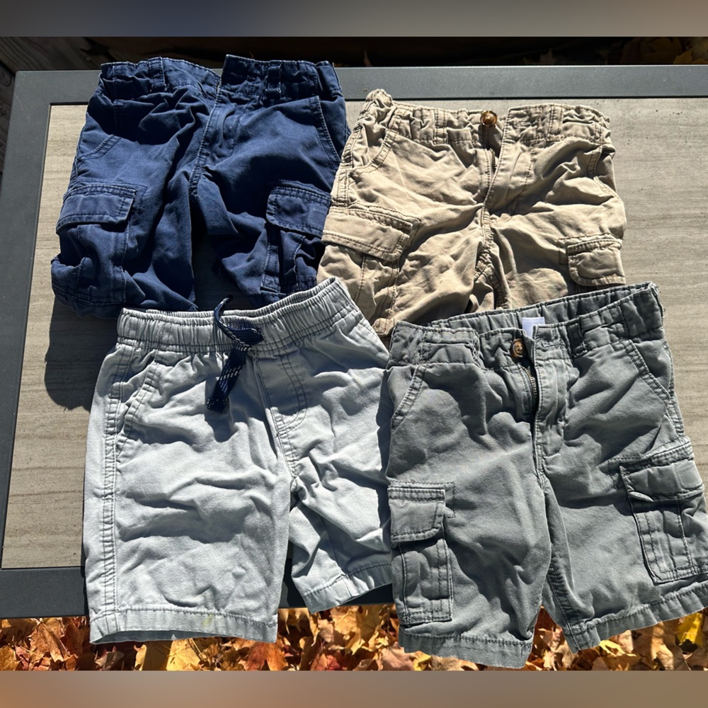 4 pairs Carter's Kids Cargo Shorts - Light Gray, Navy, Khaki